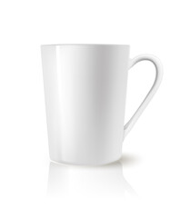 realistic tea or coffee white cup on white background. vector illustration