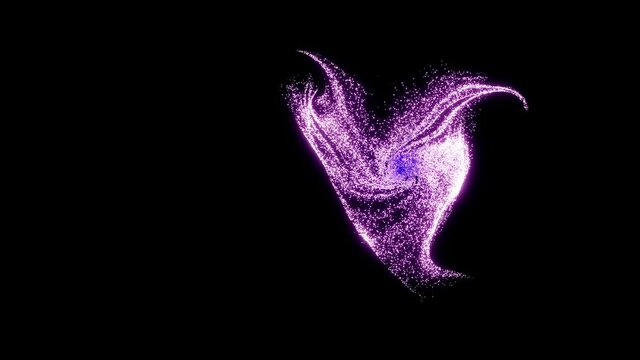 Pink particles motion. Glowing star particles abstract animation. 3D render.