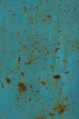 Painted in blue metal rusted background. Erosion metal. Metal rust texture.	