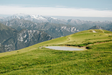 Fototapeta na wymiar Monte Baldo mountain in summer. Alpine hiking in Italy, tourism