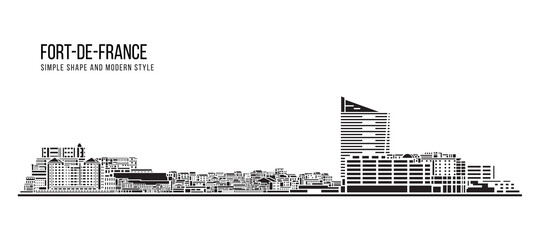 Cityscape Building Abstract Simple shape and modern style art Vector design - Fort-de-France