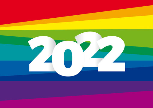 Creative text 2022 on rainbow background for peace
