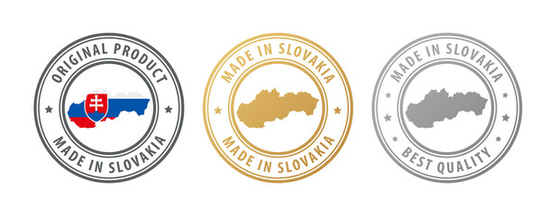 Made in Slovakia - set of stamps with map and flag. Best quality. Original product.