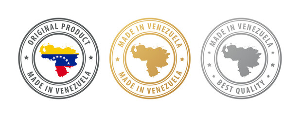 Made in Venezuela - set of stamps with map and flag. Best quality. Original product.