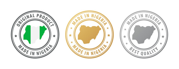Made in Nigeria - set of stamps with map and flag. Best quality. Original product.