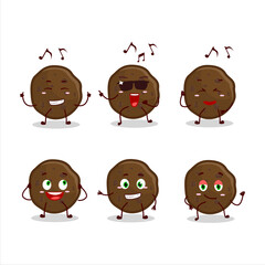 An image of chocolate cookies dancer cartoon character enjoying the music