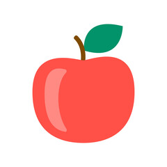 Red apple closeup, harvest ripe fruit icon. Popular healthy garden food. Apple fruit. Vector flat illustration