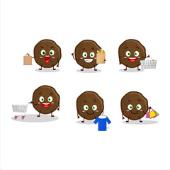 A Rich chocolate cookies mascot design style going shopping