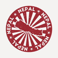 Nepal stamp. Travel red rubber stamp with the map of country, vector illustration. Can be used as insignia, logotype, label, sticker or badge of the Nepal.