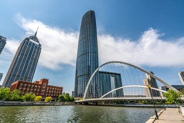 Obraz premium Street View of modern architecture along Haihe River in Tianjin