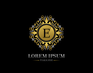 Luxury Boutique Letter E Logo Design. Graceful Ornate Icon Vector Design.
