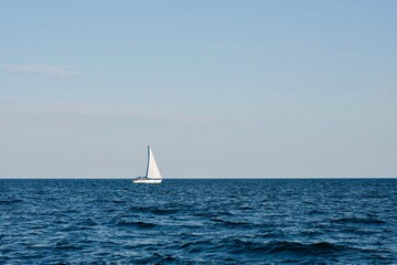 sailing in the blue sea. sailing on the sea. sailboat on the sea. 