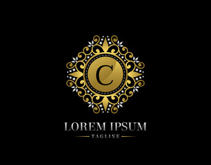 Luxury Boutique Letter C Logo Design. Graceful Ornate Icon Vector Design.