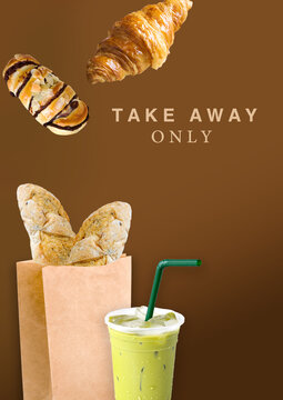 Takeaway Pastries concept with Message on Background