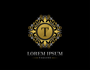 Luxury Boutique Letter T Logo Design. Graceful Ornate Icon Vector Design.