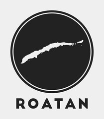 Roatan icon. Round logo with island map and title. Stylish Roatan badge with map. Vector illustration.