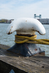 Fototapeta premium yellow rope on the pier 