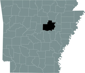Black highlighted location map of the US White county inside gray map of the Federal State of Arkansas, USA