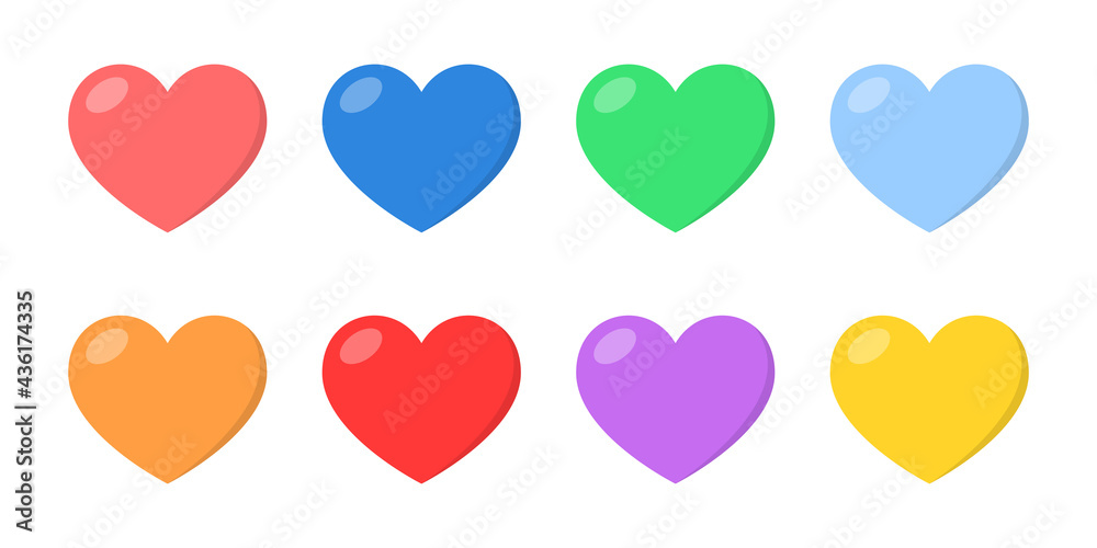 Poster flat set with heart. abstract love symbol. vector web button. collection vector design element. roma