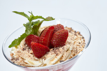 dessert with strawberries and cream