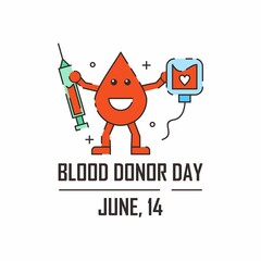 Blood donor mascot illustration design. Easy to edit with vector file. Can use for your creative content. Especially about blood donor day campaign in this june.