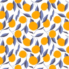 seamless pattern with leaves and lemons. Abstract design for fabric, textile, wallpaper and packaging 