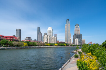 Obraz premium Street View of modern architecture along Haihe River in Tianjin