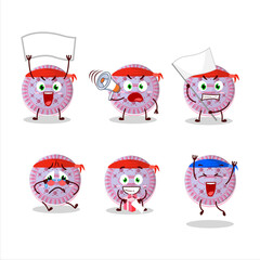 Mascot design style of strawberry biscuit character as an attractive supporter