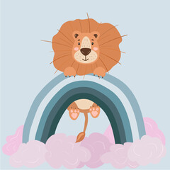 Cute baby lion. Nursery decoration room. Prints for baby room, baby shower, greeting card, kids and baby t-shirts and wear. Hand drawn nursery