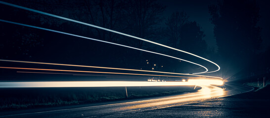 abstract red car lights at night. long exposure
