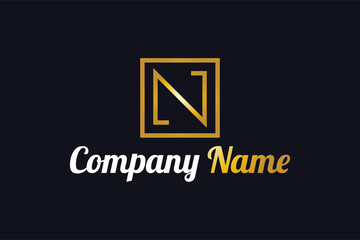 Luxury Letter N Logo Design with Line Style in Golden Gradient. Usable For Business or Technology Logos