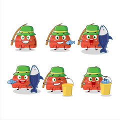A fisherman watermelon ice cream scoops cartoon picture catch a big fish