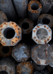 Stack of the concrete poles