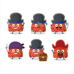 Cartoon character of watermelon ice cream scoops with various pirates emoticons