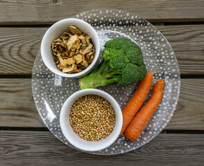 A plate with healthy vegetables for making lunch