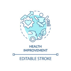 Health improvement concept icon. Carbon offsetting benefit abstract idea thin line illustration. Keeping people healthy. Improving air quality. Vector isolated outline color drawing. Editable stroke