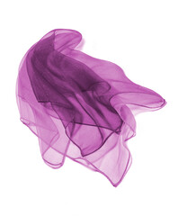 Semi-transparent purple silk foulard isolated
