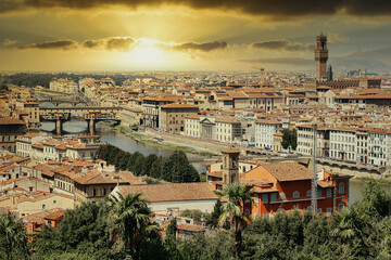 Sunset in Florence, Tuscany, Italy. 