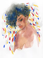 Fotobehang watercolor painting. female portrait. illustration.   © Anna Ismagilova