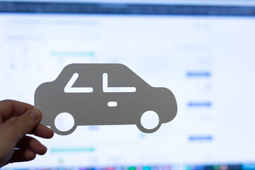 car paper cut buying online on computer