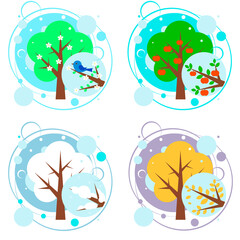 tree and four seasons - spring, summer, autumn, winter. Art Tree Nice for your design.