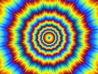 Pulsing fiery star. Optical illusion of movement.