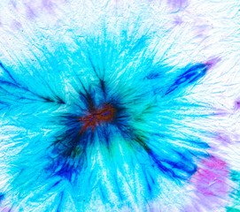 Fototapeta premium Cyan Tie Dye Repeat. Ink Boho Shirt