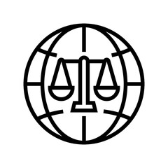 international jurisprudence line icon vector. international jurisprudence sign. isolated contour symbol black illustration