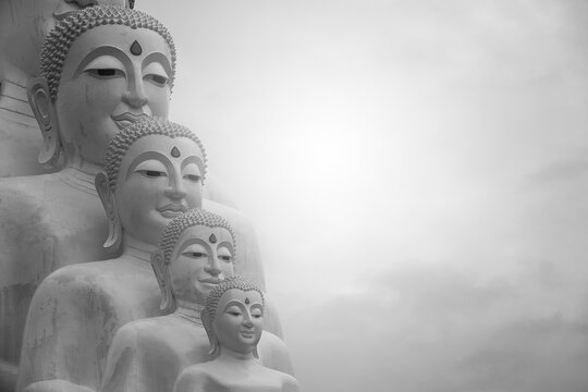 Black and White Photography of Big Buddha statue at Wat Pha Sorn Kaew Temple in Khao Kor, Phetchabun, Thailand