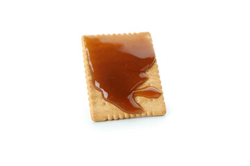 Cookie with caramel isolated on white background