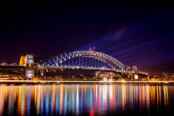 Fototapeta na wymiar Night view of Sydney Harbour Bridge