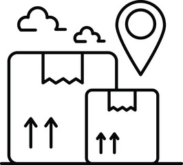 Package Delivery Concept, Cardboard with Pin Location Org GPS Bubble Vector Icon Design, Business and Management Symbol, Banking and finance Sign, ECommerce and Delivery Stock illustration