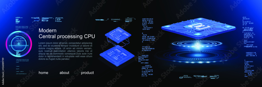 Poster presentation of a super-powerful processor. new generation processor for processing large amounts of