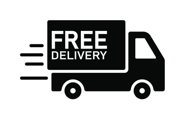 Shipping free delivery truck icon symbol, Pictogram flat design for apps and websites, Isolated on white background, Vector illustration